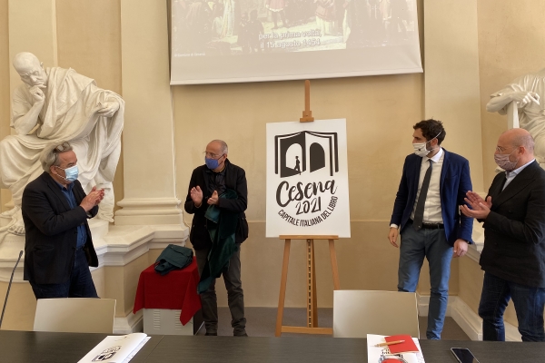 Presentazione Cesena capitale del libro_ Bonaccini _ Felicori_ Lattuca