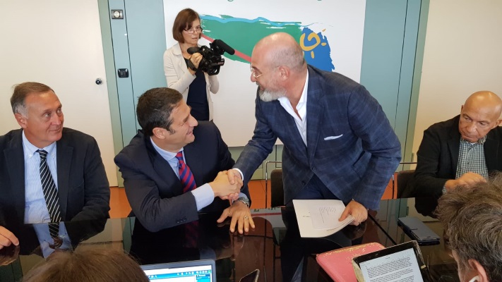 Bonaccini e Gasbarrini durante Conferenza stampa in Regione