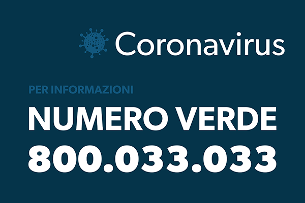 Coronavirus numero verde 800033033