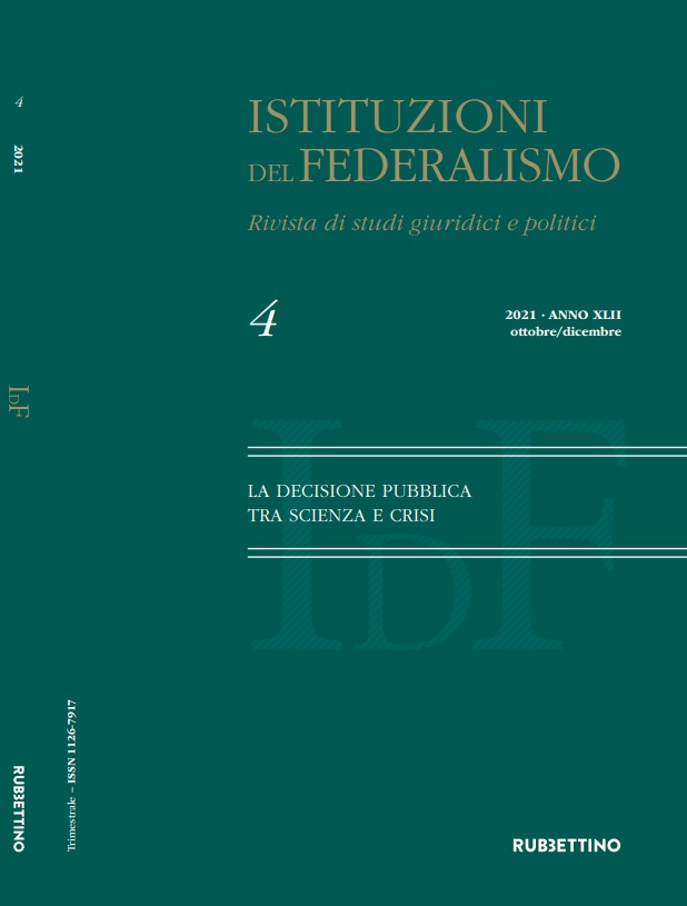 Copertina del numero 4 anno 2021 della rivista Istituzioni del Federalismo