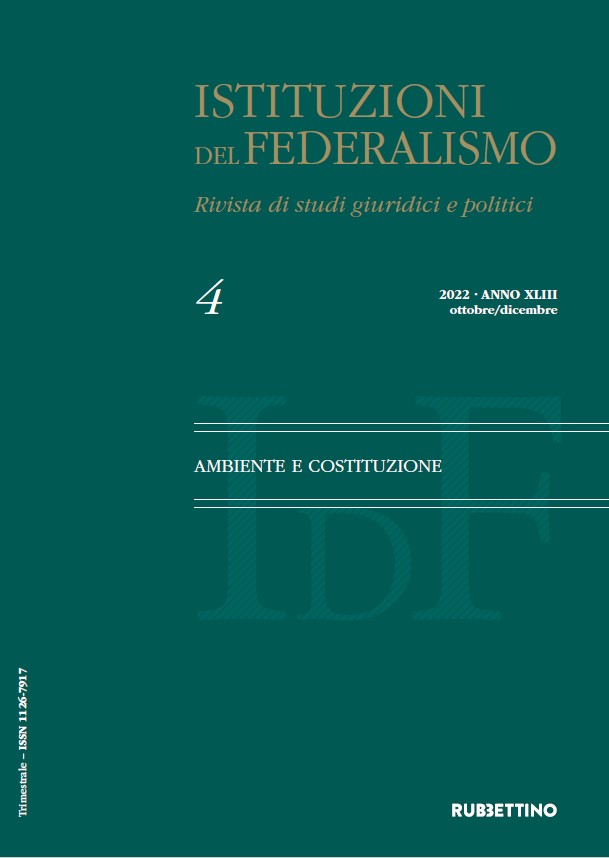 Copertina del numero 4 anno 2022 della rivista Istituzioni del Federalismo