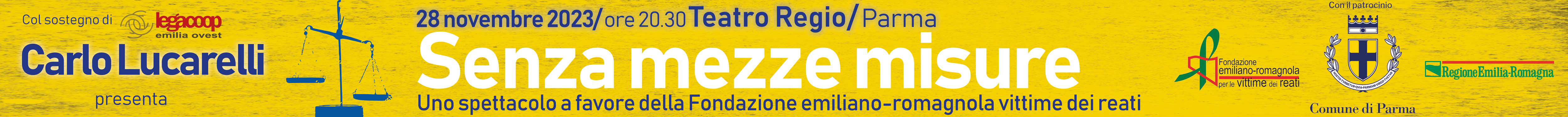 Banner spettacolo "Senza Mezze Misure"
