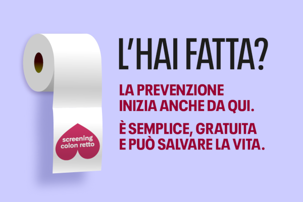 Vai al sito dedicato allo screening del tumore del colon retto. Testo del banner: "L'hai fatta? La prevenzione inizia anche da qui. È semplice, gratuita e può salvare la vita. Se hai tra i 50 e i 74 anni, rispondi all'invito della tua Ausl e fai lo screening del colon retto. Basta consegnare un piccolo campione di feci."