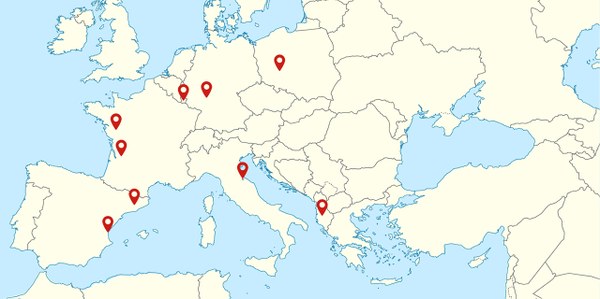 Mappa delle relazioni della Regione in Europa