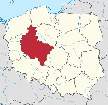 Posizione della regione Wielkopolka all'interno della Polonia. Immagine WikiMedia