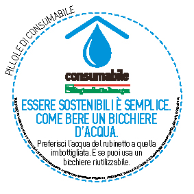 essere sostenibili è semplice. 
Come bere un bicchiere d’acqua.
Preferisci l’acqua del rubinetto a quella imbottigliata. E se puoi usa un bicchiere riutilizzabile.