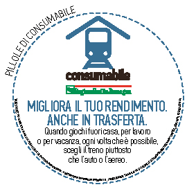 Migliora il tuo rendimento. Anche in trasferta. 
Quando giochi fuori casa, per lavoro 
o per vacanza, ogni volta che è possibile, scegli il treno piuttosto 
che l’auto o l’aereo.