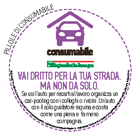 Vai dritto per la tua strada. 
Ma non da solo. 
Se usi l’auto per recarti al lavoro organizza un car-pooling con i colleghi o i vicini. Un’auto con il solo guidatore inquina e costa come una piena e  fa meno compagnia.