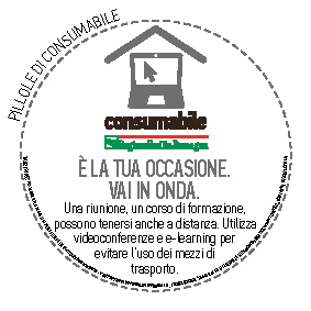 è la tua occasione.
vai in onda.
Una riunione, un corso di formazione, possono tenersi anche a distanza. Utilizza videoconferenze e e-learning per evitare l’uso dei mezzi di trasporto.